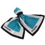 100% Silk Printed Logo Scarf Top Fashion Stylish Blue Polka Dots Uniform Scarf