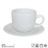 8oz Ceramic Cup and Saucer Seesame Glaze Design