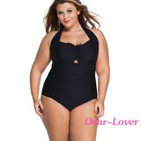 Solid Black Plus Size Non-Underwire Monokini