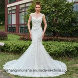 Mermaid Wedding Dress Back of Button Chapel Train Braid Gowns