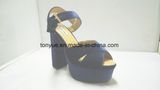 Women PU Leather Block Heel with Platform Sandals