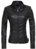 Women Fashion PU Fit Motor Sexy Leather Clothes Jacket (0363)