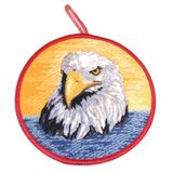 Promotional Round Custom Logo Eagle Embroidery Keychain