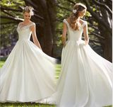 Beaded Deep-V Neckline Bridal Wedding Dresses (NWD1018)