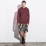 100%Cotton Mens Pullover Hoodie Burgundy Hoodie with Kangaroo Pocket