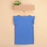 Summer Solid Color Butterfly Sleeve O-Neck Chiffon Blouse