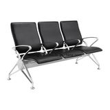 Black PU Cushion Padding 3 Seater Metal Pubic Chair for Train Staion