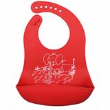 Red Elephant Waterproof Baby Clothes FDA/LFGB Silicone Bib with Catcher