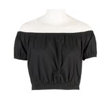 Custom T Shirt off Shoulder Plain Black Women Crop Tops