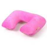 Inflatable U Shape PVC Flocked Velvet Neck Pillow of Travel Pillow