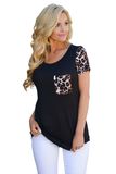 Leopard Print Spliced Women T-Shirt