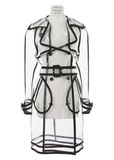 Women Long Slim Raincoat PVC EVA Trench Coat with Belt