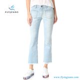 Women Pale Blue Straight Print Denim Jeans