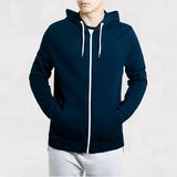 Navy Kangaroo Pocket Hoody with White Zip