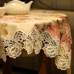 Lace Trim 10cm Width Stock China Rose Embroidery Water Soluable Polyester Lace for Bed Skirt & Doily & Table Cloths & Panels