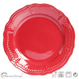 Shiny Red Ceramic Dinner Plate
