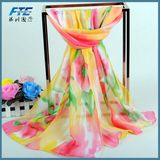 2018 Lady Flower Printed Silk Chiffon Scarf