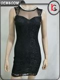 2017 Black Lace Mesh Short Sexy Sundresses Women Summer One Piece Mini Dress