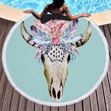 Circle Microfiber Beach Towel Skull Printed