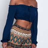 Fashion Women Sexy Wrapped Chest Bandage Crop Top off Shoulder Blouse