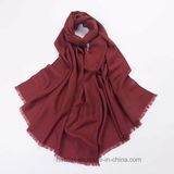 High Quality Plain Dyed Peer Wool Lady Shawl (HWS24)