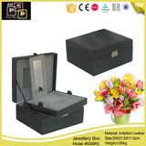 Black Leather Ring Earring Necklace Bankle Cufflink Jewelry Box Boxes (5355R2)