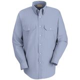 Men's Striped Long Sleeve Formal Dress Uniform Work Shirt