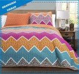 Colorful Zig-Zag Design Printed Polyester Quilted Coverlet Set