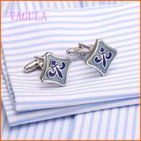 VAGULA Square Rhodium Painting Wedding Cufflink for Men