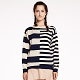 Women's New Design Cashmere Sweater Round Neck Strip Wholesale OEM