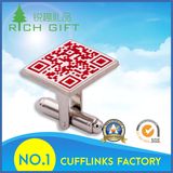 Fashion Custom Design Square Metal Qr Code Cufflink for Men Shirt