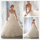 Strapless Bridal Ball Gown Sweetheart Organza Flowers Wedding Dresses W1471936