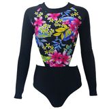 Women's Swimwear Zipper Printing Rash Guard