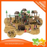 Multifunctional Wooden House Style Outdoor Playground Slide for Children