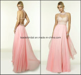 High Neck Fashion Ladies Gowns Sheer A-Line Party Prom Dress Ra918