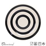 Black & White Strip Stoneware Hand Painting Dessert Plate