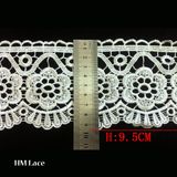 White Polyester Guipure Lace Trim with Mesh Backing L032