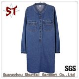 2018 New Original Production Collarless Casual Denim Shirt Dress