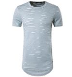 Men's T-Shirts Slim Broken Hole Casual Shirt Pullover Tops