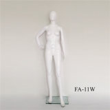 Shiny White Female Mannequin with Glass Base