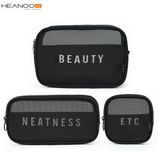 3PCS Portable Toiletry Cosmetic Bag Breathable Mesh Travel Organizer Set