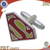 High Quality Fashion Customized Metal Silver Novelty Superman Cufflink