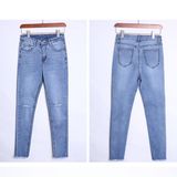 High Quality Broken Washing Lady Jeans with Special Buttom Hem (HDLJ0026-17)