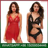 Women Lingerie Lace Babydoll Red V Neck Sleepwear Strap Chemise Black