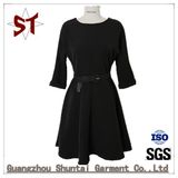 Customed Simple Elegant Ladies Dress with Belt