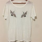 Customzied Women 100% Linen T Shirt with Embroidery