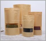 Zip Lock Kraft Brown Paper Bag with Window for Food/Coffee/Tea