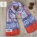 2018 New Lady Fashion Viscose Voile Floral Printed Scarf Factory