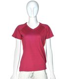 Lady 100% Cotton Red V Neck Printing T-Shirt