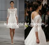 Beach Wedding Dresses 3/4 Sleeves Boat Neck Lace Short Knee Length Short Bridal Dress Beach Bridal Wedding Gowns H1307141